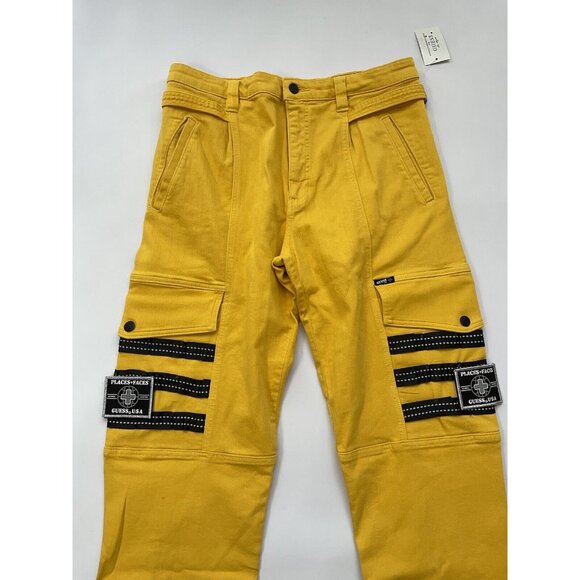 Guess Men’s Places+Faces Cargo Jeans Relaxed Fit Comfort Stretch Yellow Size 30 - Picture 4 of 12